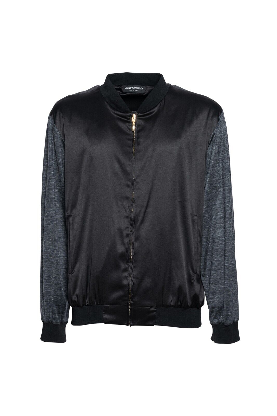 2000$ FABIO CAVIGLIA Bomber Jacket Gray / Black" 100% Silk COMO Stretch Size L