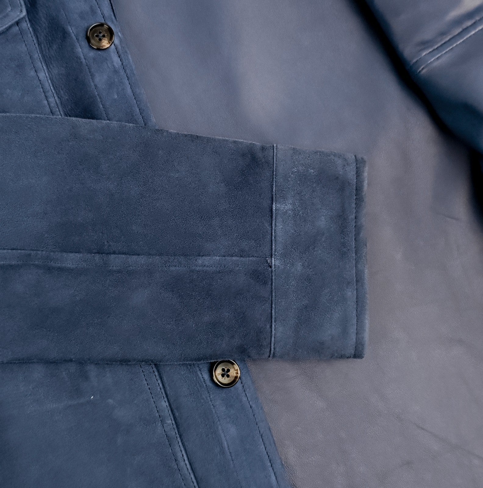 5500$ ISAIA Blue Overshirt Jacket 100% Suede Lambskin Leather 44 US / 54 EU