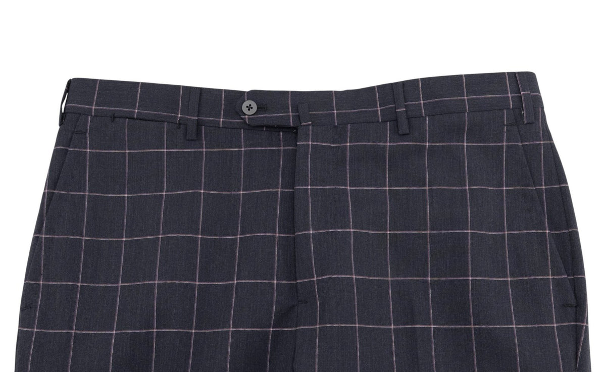 $6600 ISAIA "Capri" Suit Dark Blue - Pink Wool Windowpane 44 US / 54 EU 8R