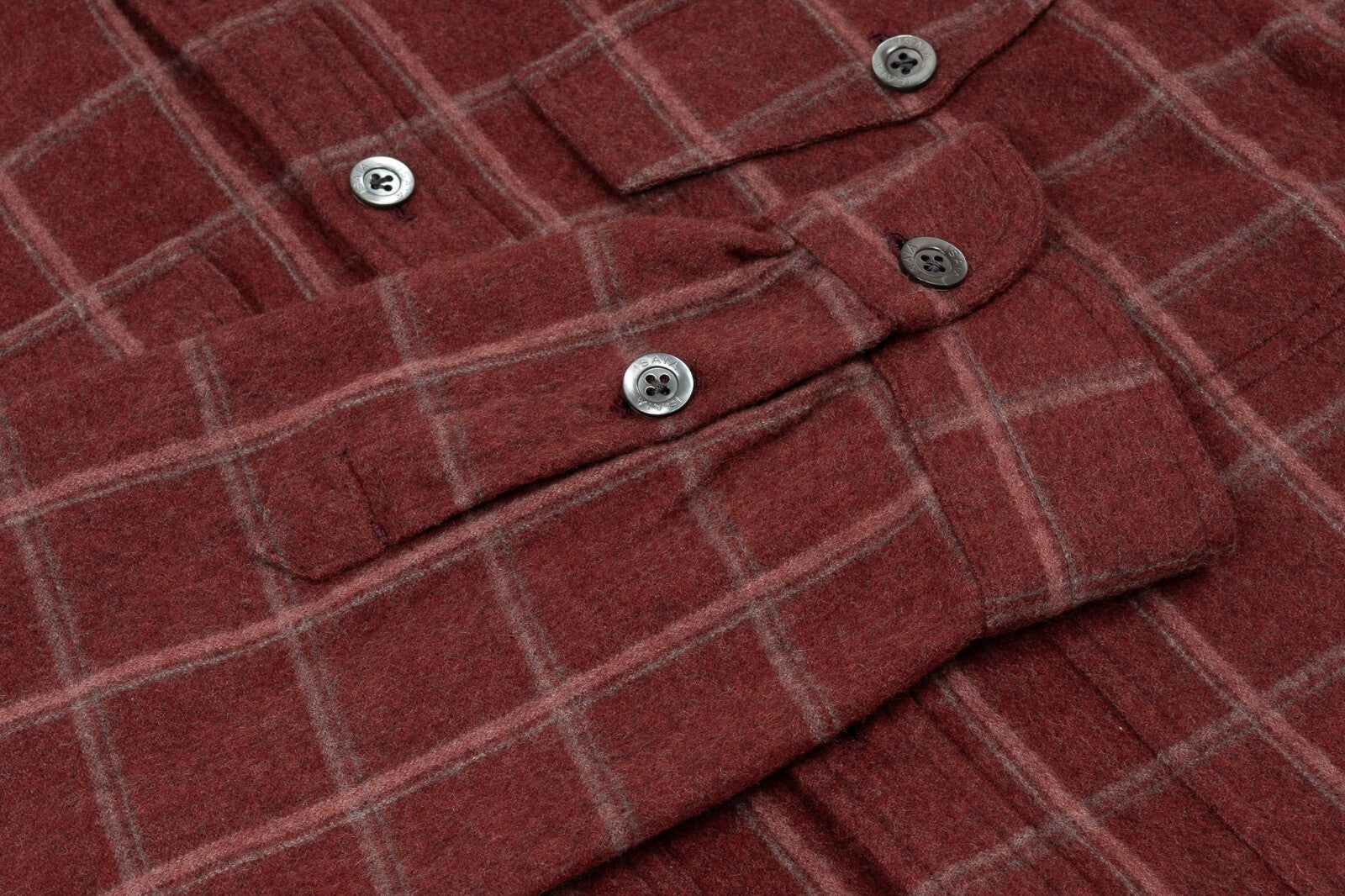 $1600 ISAIA NAPOLI Burgundy Hand-Sewn Overshirt Jacket Cashmere / Wool Size M