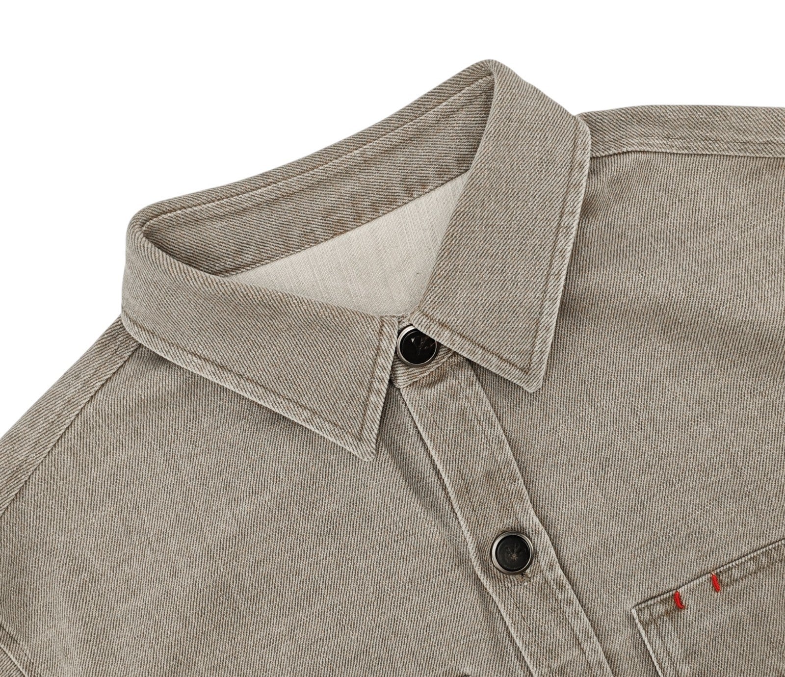 $1250 ISAIA NAPOLI Light Beige Hand-Sewn Overshirt Jacket Denim Cotton Size XXL
