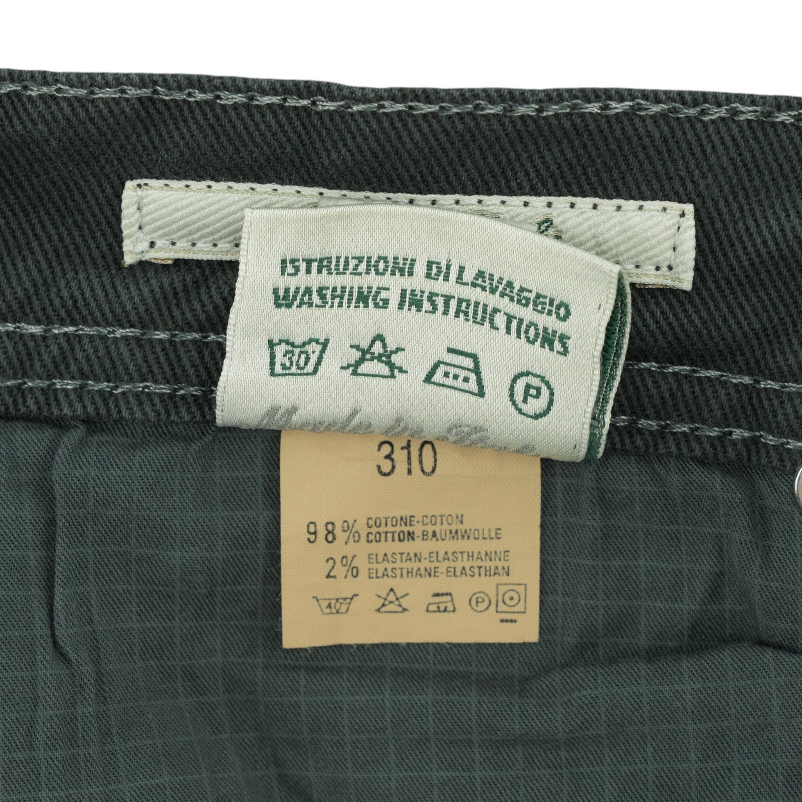415$ LUIGI BORRELLI NAPOLI Forest Green Denim Jeans Pant Cotton 33 US / 49 EU