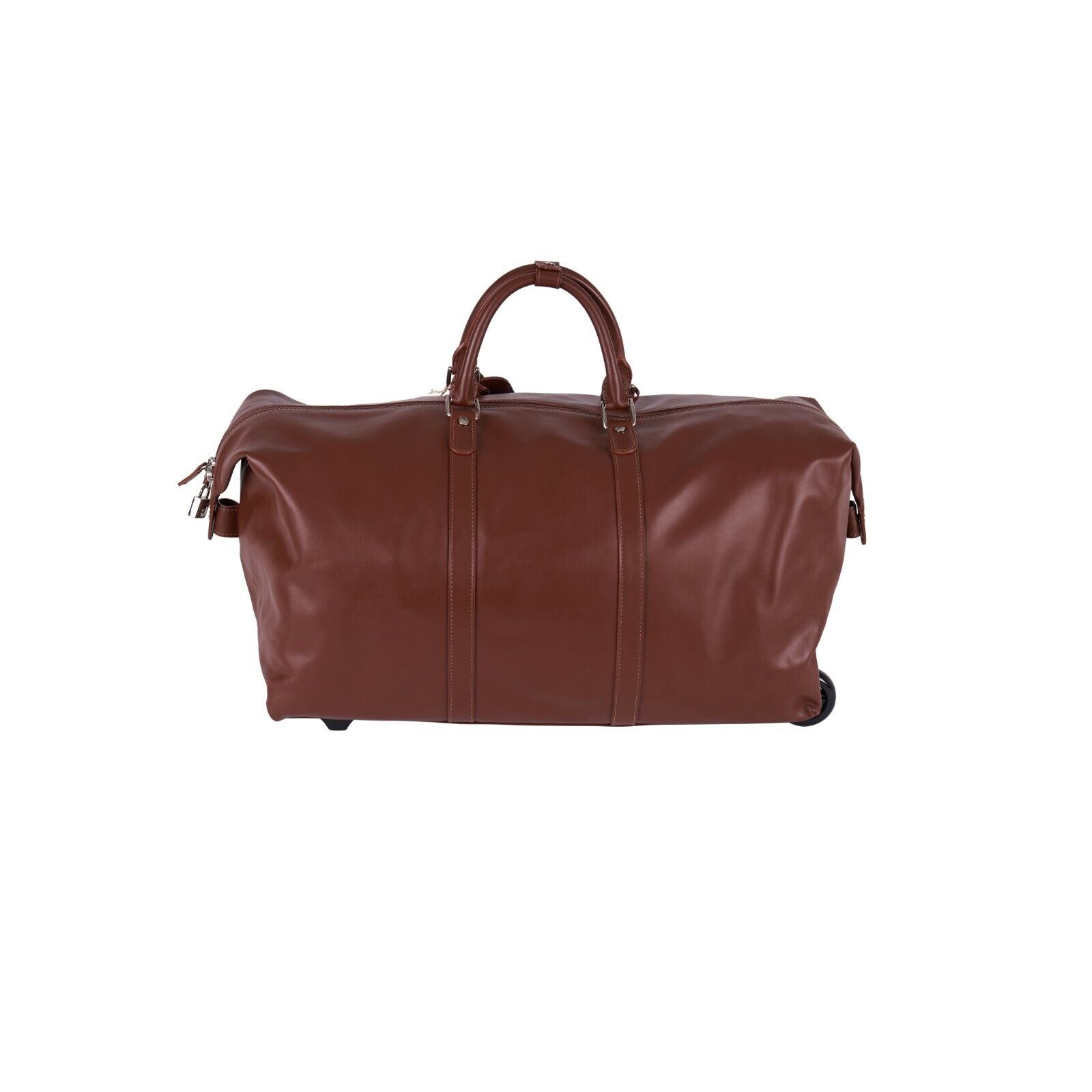 $2600 LUXURY DELL'GA MILANO Full Grain Leather Wheeled Travel Trolley Duffle Bag