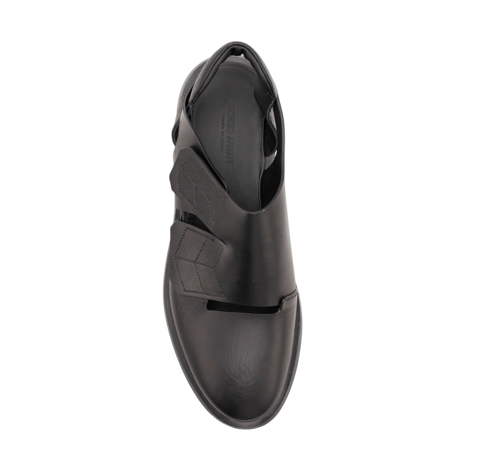 1250$ GIORGIO ARMANI Sandal Sneakers Shoes With Cut-Outs Black Leather