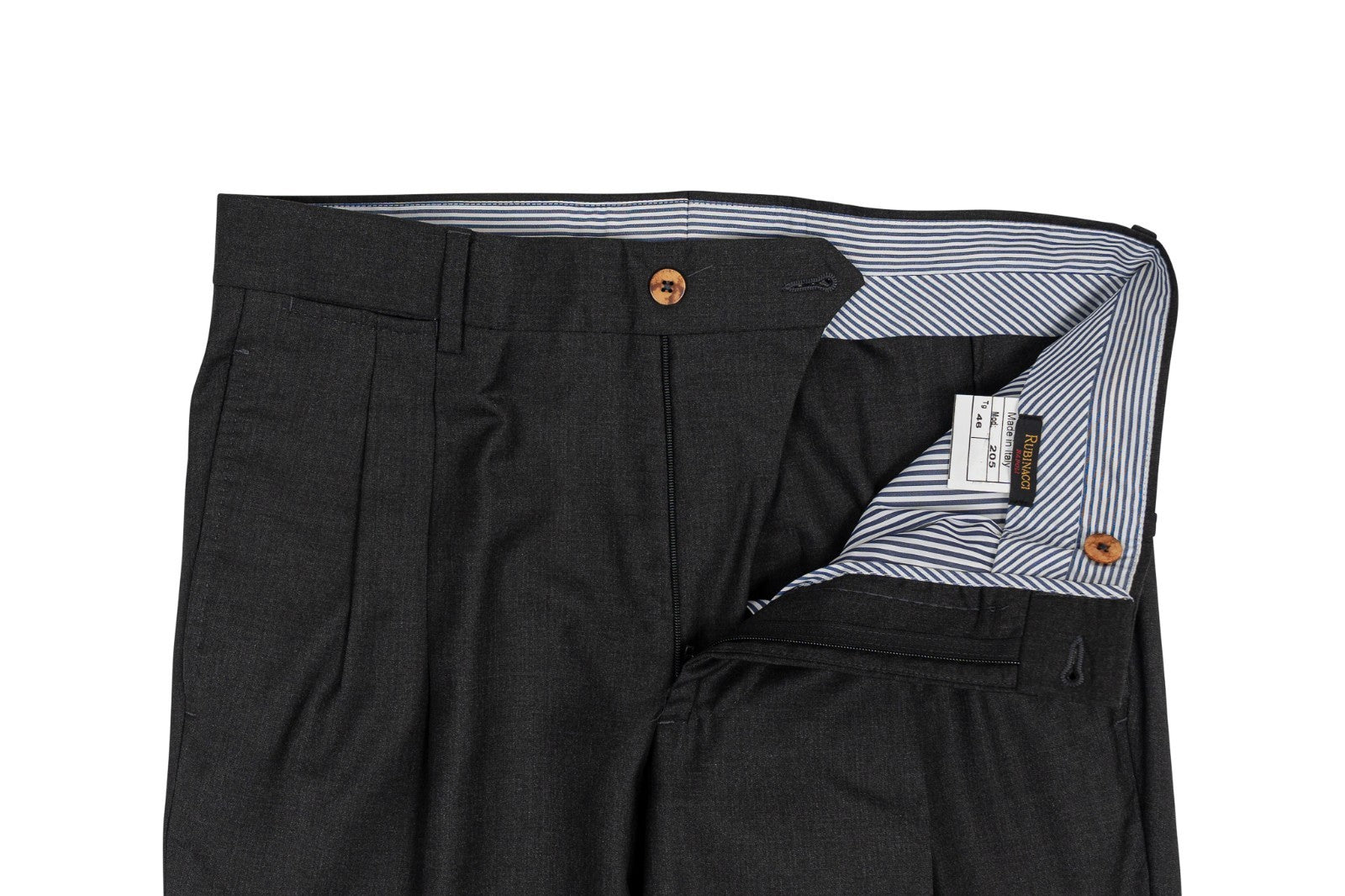 670$ RUBINACCI NAPOLI Dark Gray Trouser Pant Fine Wool & Silk 30 US / 46 EU