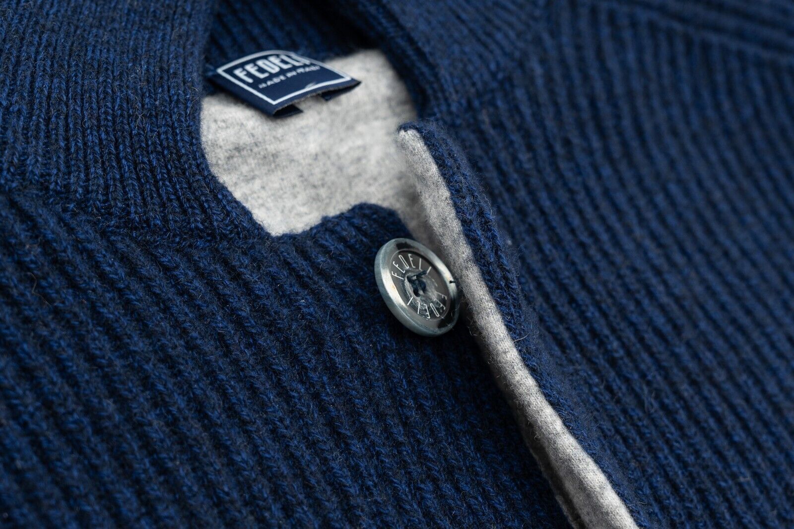 $2600 FEDELI CASHMERE "King" Blue Cardigan Jacket Double Cashmere 40 US / 50 EU