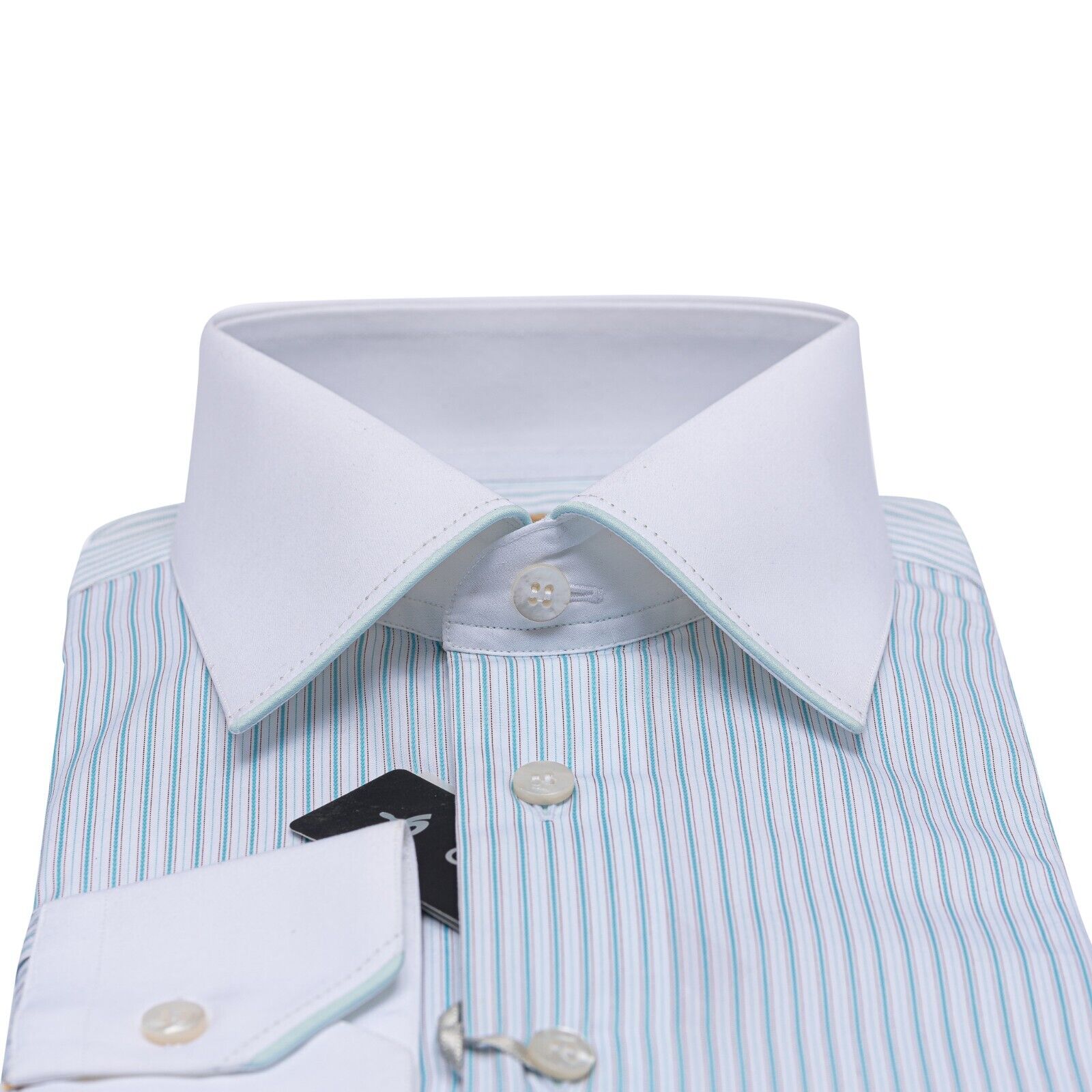 690$ LUXURY GERLIN Shirt Striped ALUMO Jacquard Cotton 16 - 41 1C ZILLI