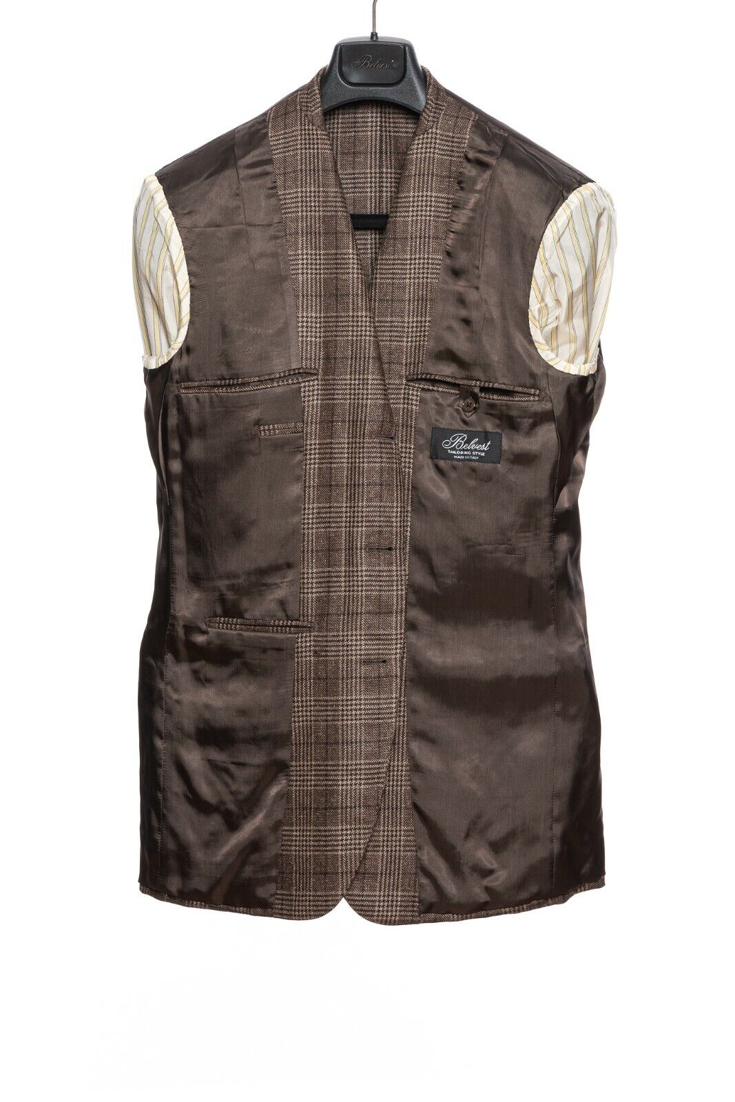$2590 BELVEST Check Brown Cashmere Silk Jacket 42 US / 52 EU Drop 7R F/W 2018