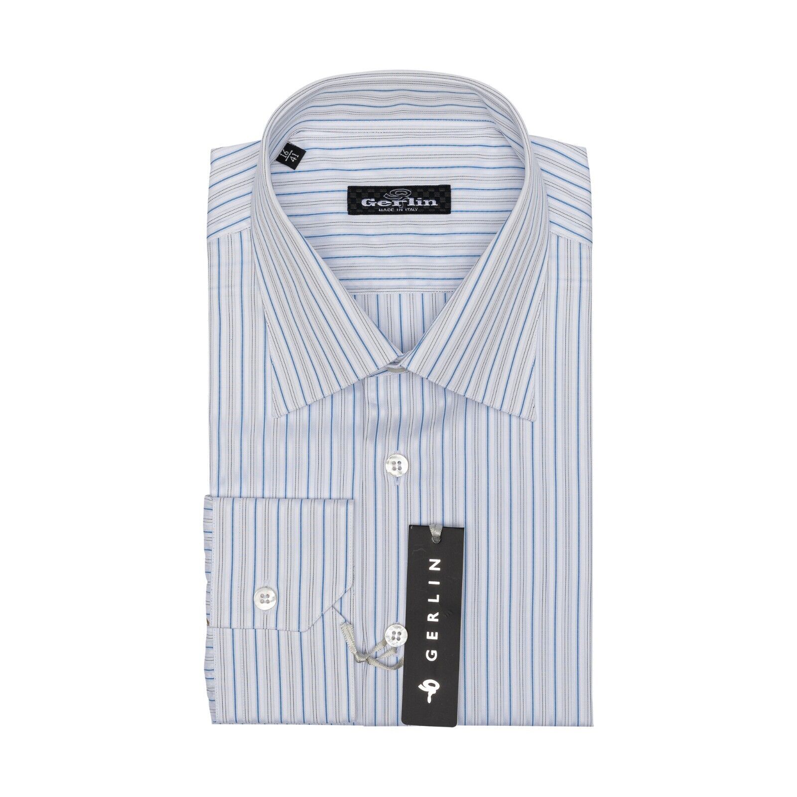 690$ LUXURY GERLIN Shirt Light Blue ALUMO Cotton 16 - 41 4F BIJAN