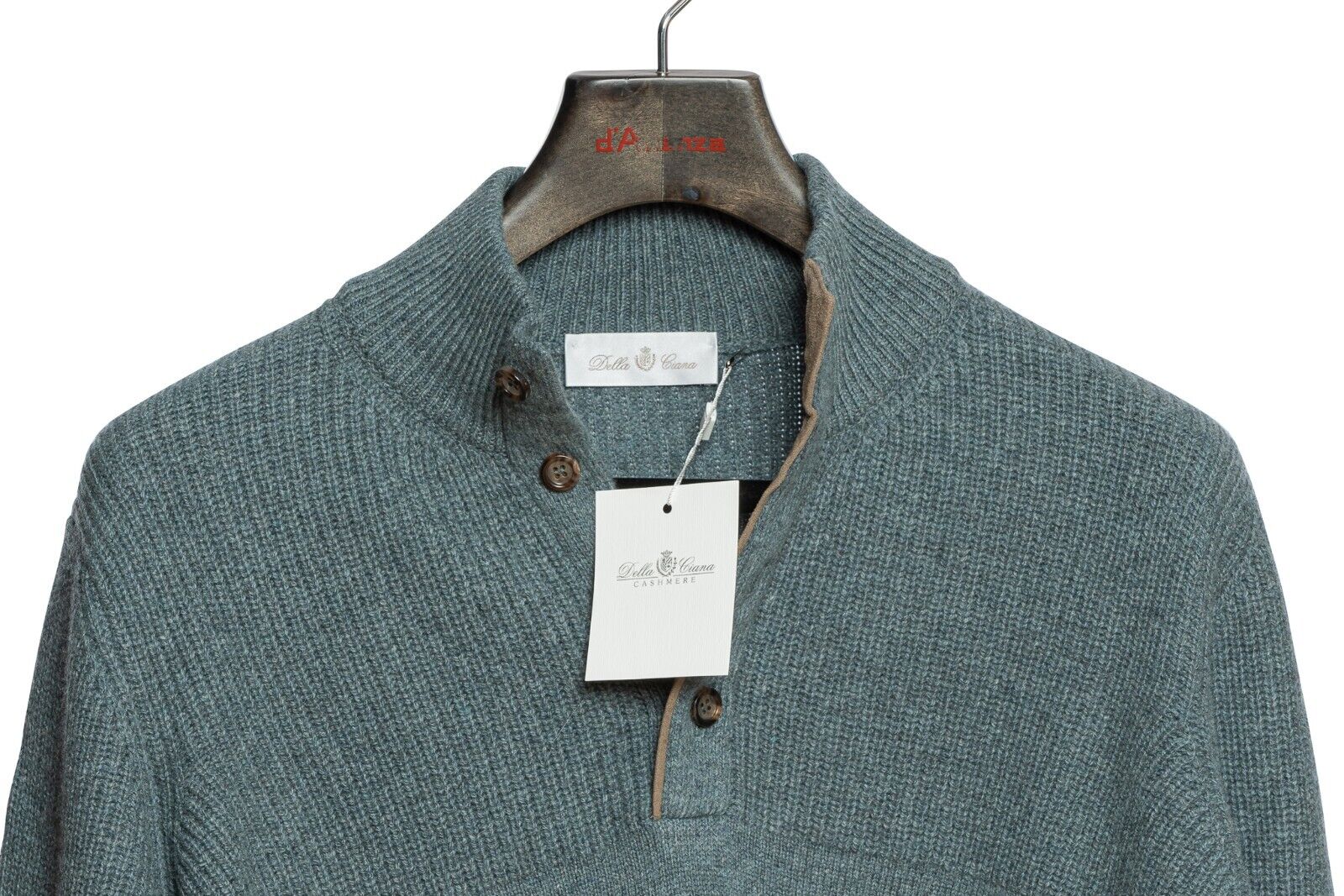 680$ DELLA CIANA CASHMERE Sweater Merinos Wool / Cashmere + Leather 40 US  50 EU