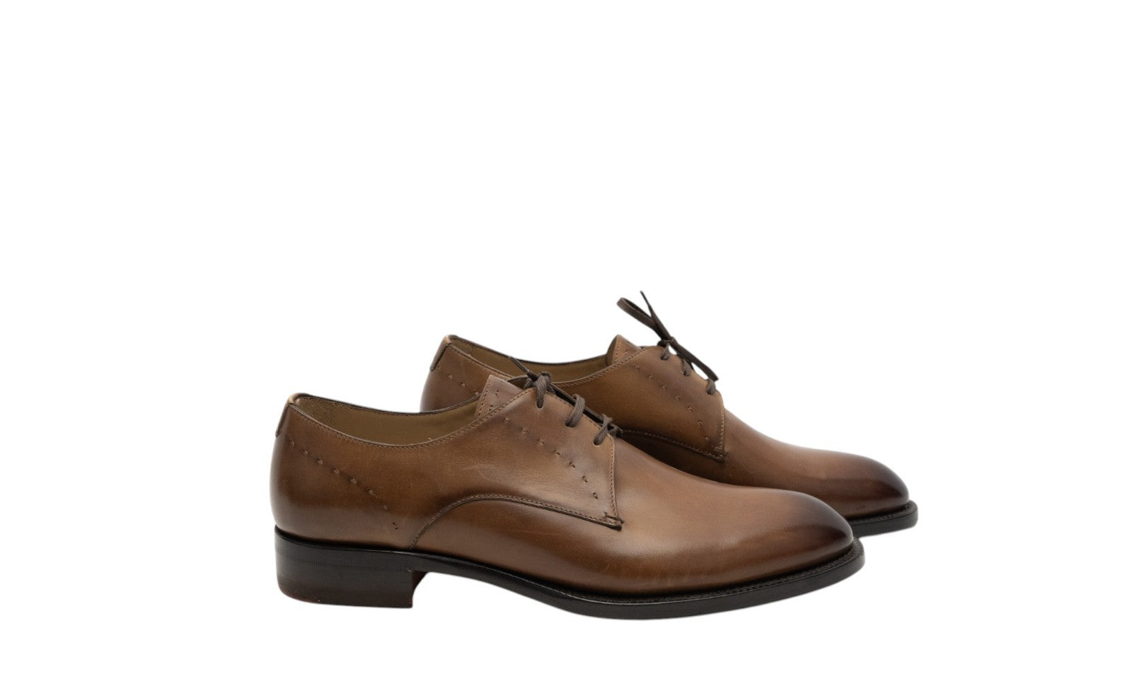 ISAIA NAPOLI Whiskey Derby Shoes Calf Leather Handmade 9 UK / 10 US / 43 IT