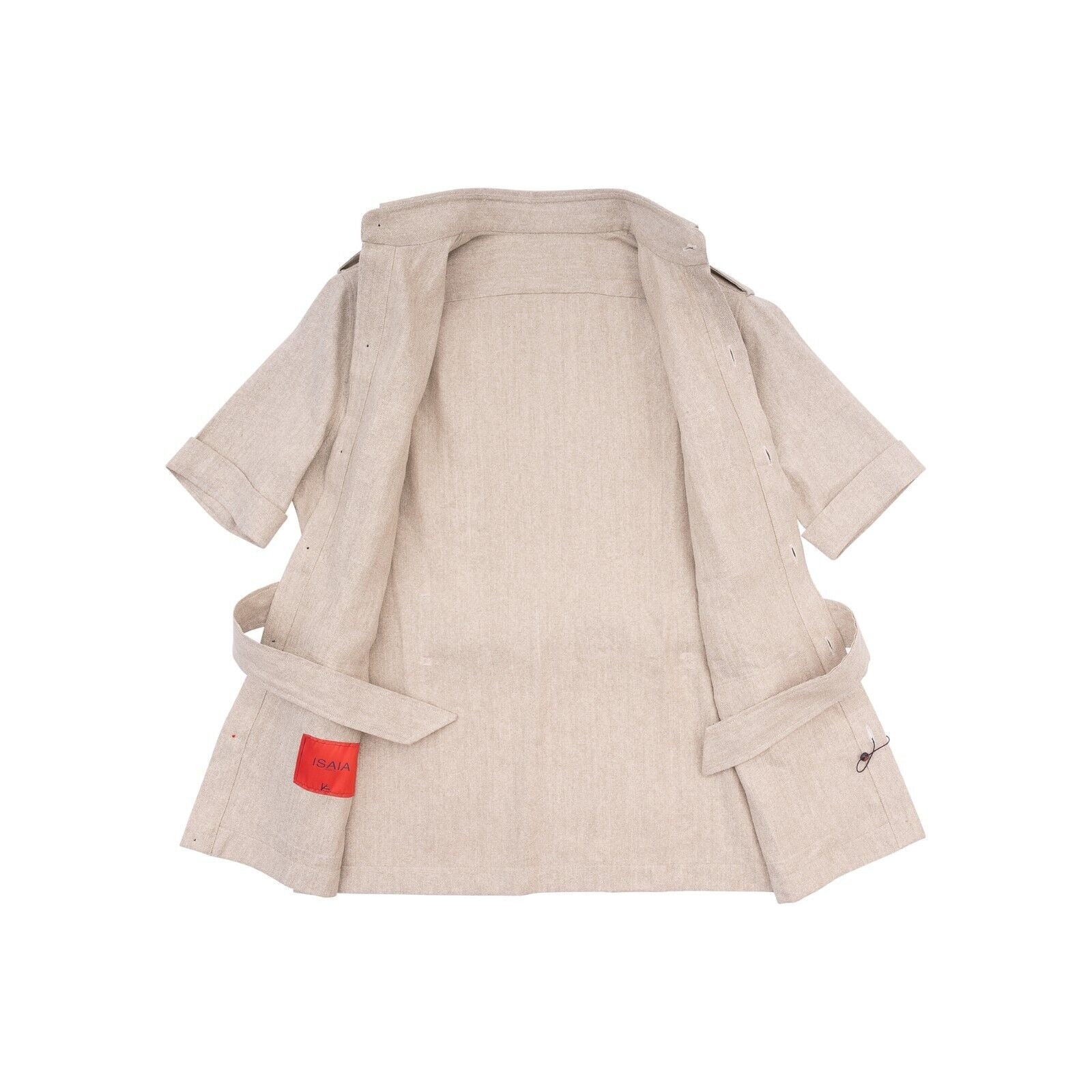 $3900 ISAIA NAPOLI Beige Hand-Sewn Safari Jacket Coat Cotton Size XS