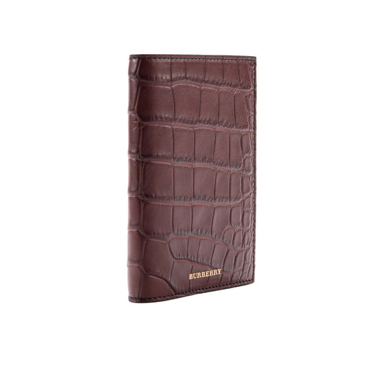 1150$ BURBERRY Genuine Alligator Passport Holder Wallet Deep Claret Unisex