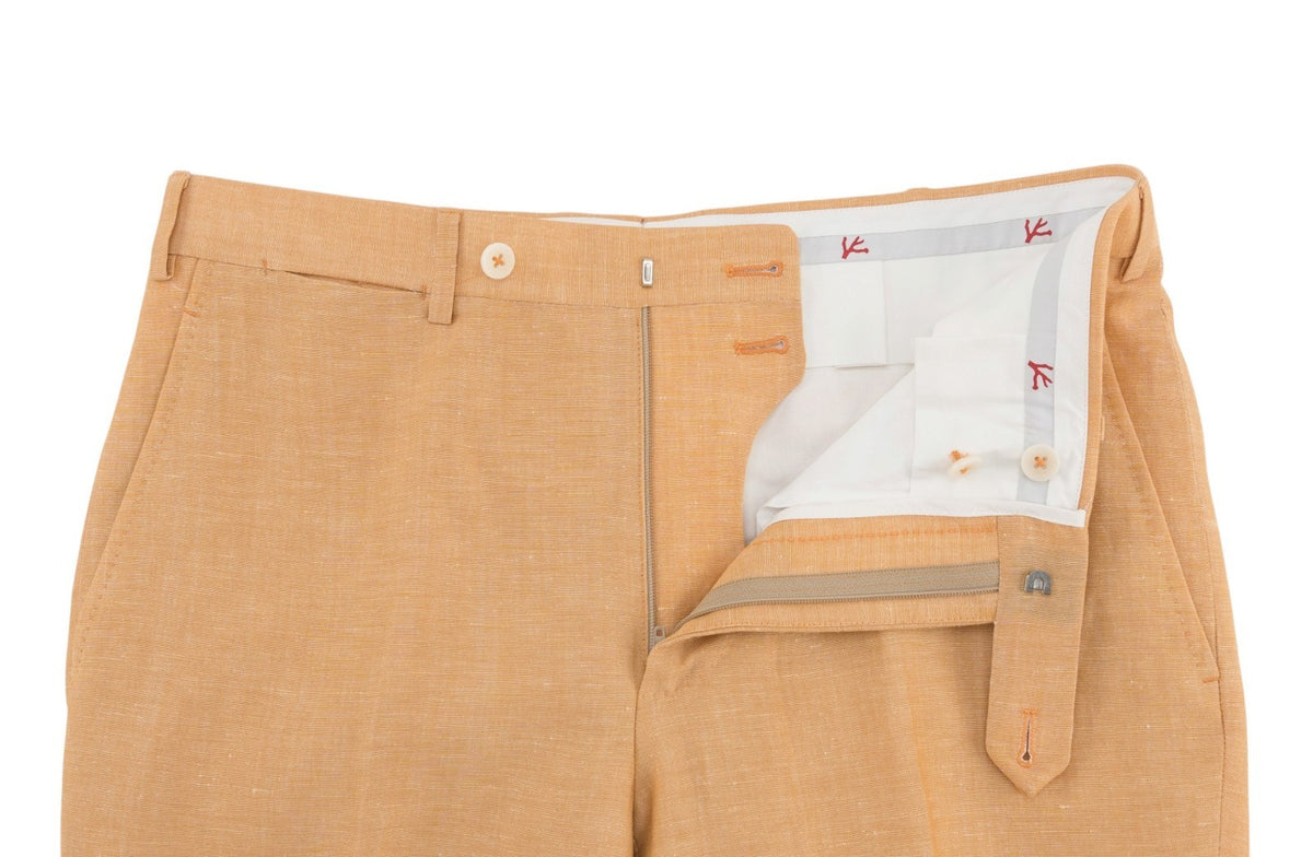$5900 ISAIA NAPOLI "Capri" Orange Suit Fine Wool / Linen 38 US / 48 EU 8R