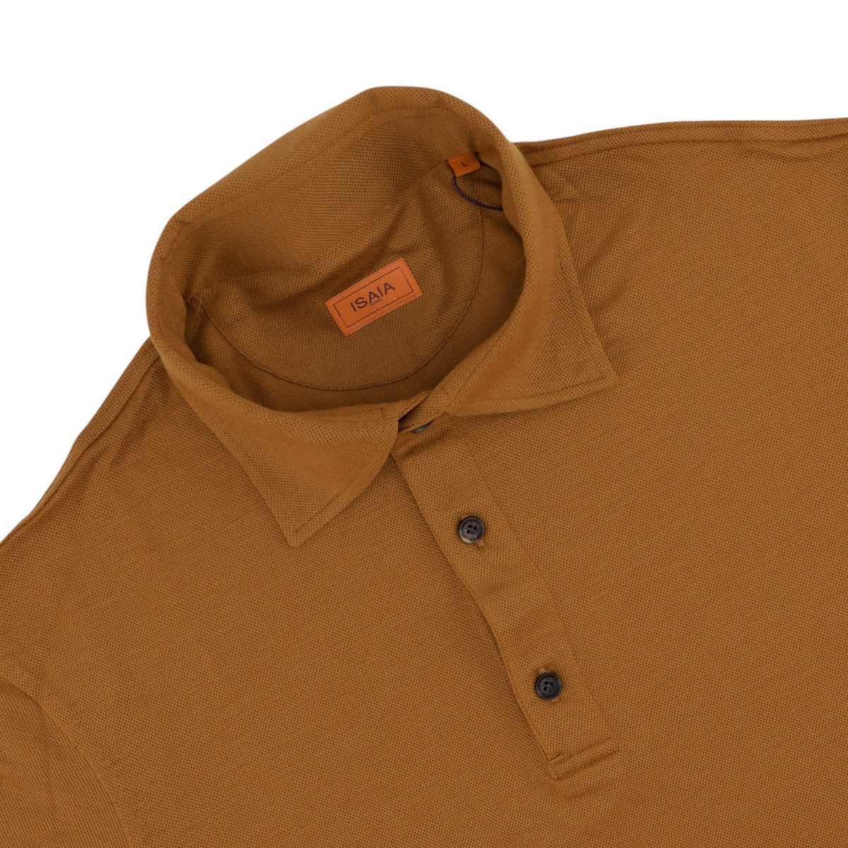 1200$ ISAIA NAPOLI Rust Polo Handmade Long Sleeve Knit Wool Size L