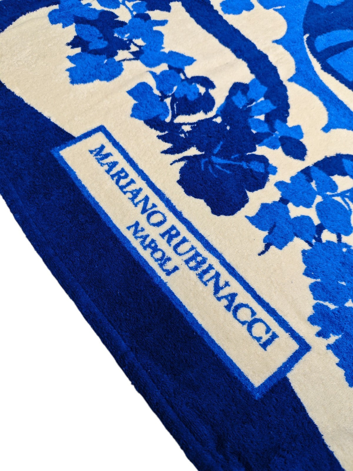 550$ RUBINACCI "Sirenuse" Beach Towel 100x180 cm White / Blue Italian Luxury