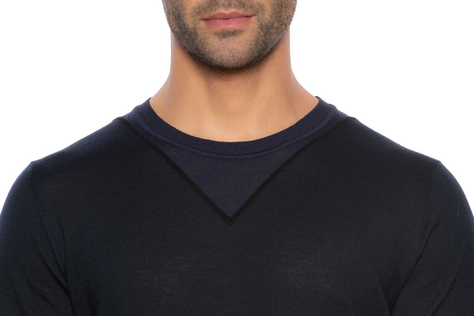 750$ GIORGIO ARMANI Sweater Virgin Wool Blue Midnight 38 US / 48 EU Regular Fit