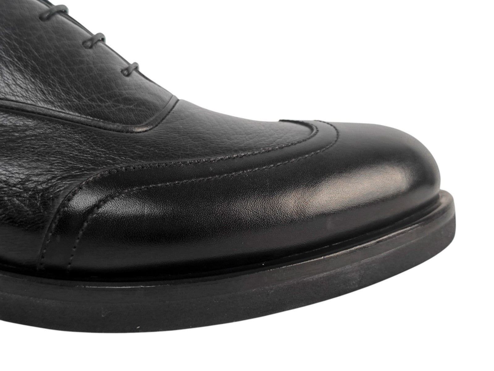 1300$ TESTONI Black Oxford Shoes Deerskin Leather 5.5 UK / 6.5 US / 39.5 IT
