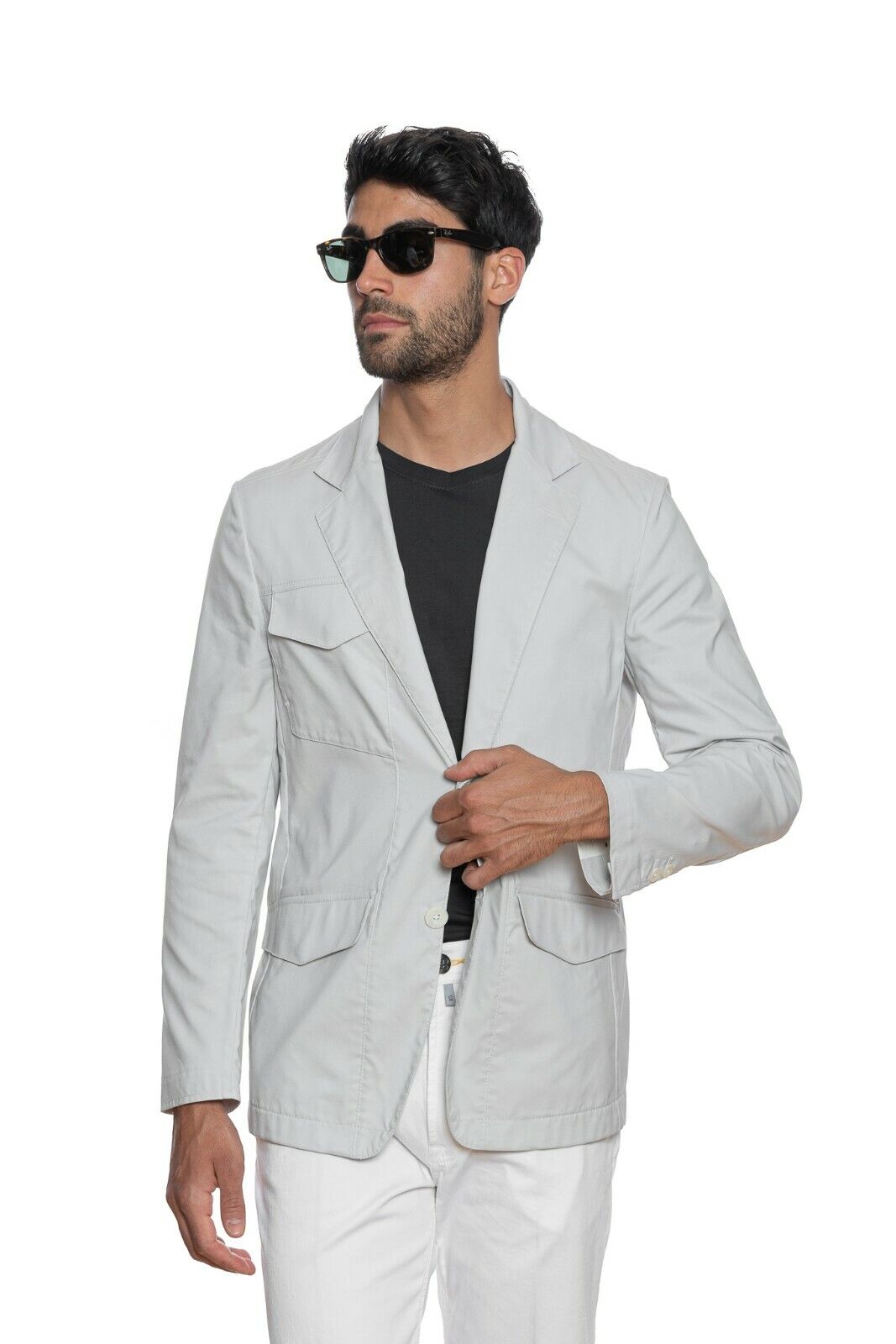 1750$ BELVEST CITY SAFARI Jacket with Martingale Ice Cotton 40 US / 50 EU Drop 8