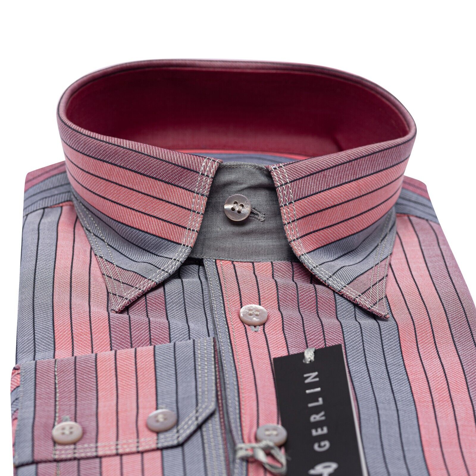 690$ LUXURY GERLIN Shirt Point Collar Striped Cotton 16 - 41 - 7H BIJAN