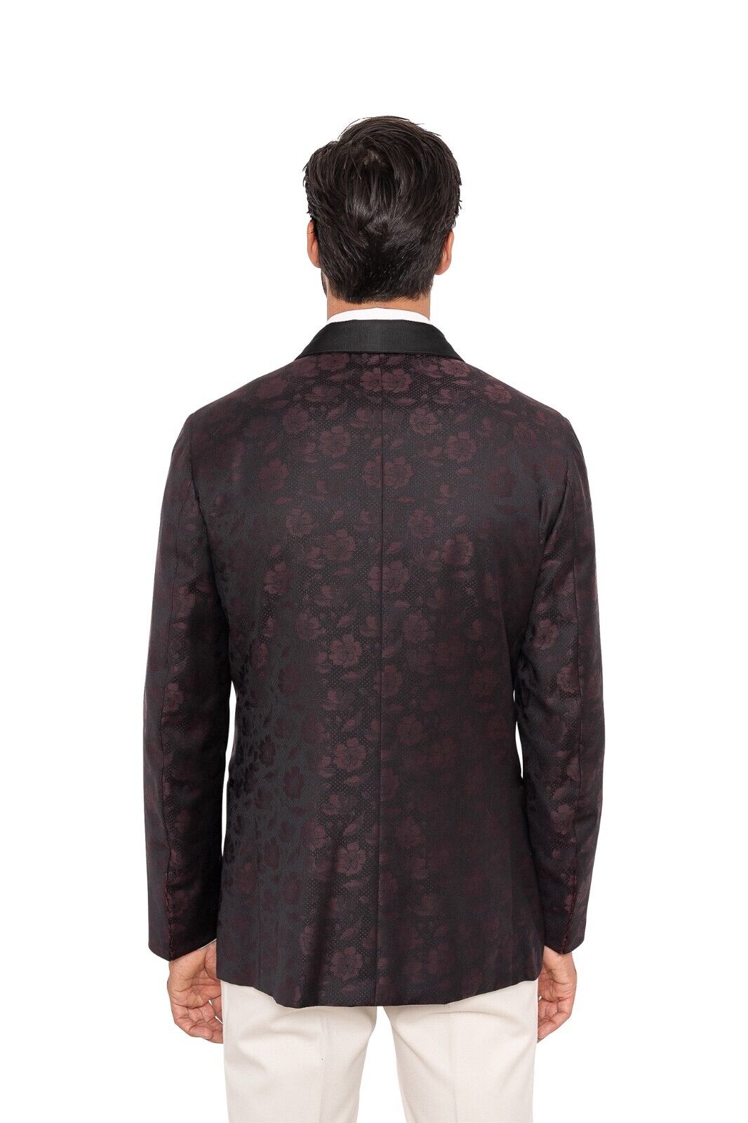 $5800 ISAIA NAPOLI Burgundy Jacquard Floral Tuxedo Jacket Wool  40 US / 50 EU 8R