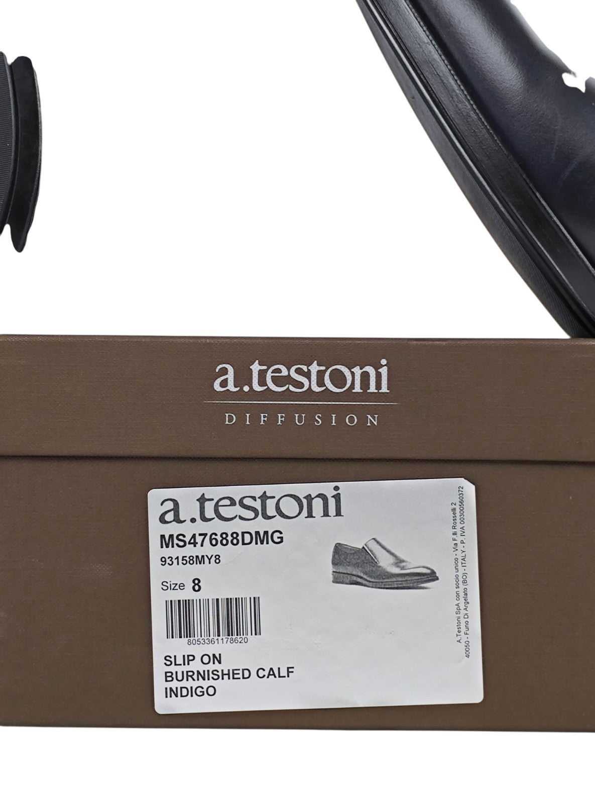 1200$ TESTONI 1929 Slip On Shoes Burnished Calf Blue Indigo 8 UK / 9 US / 42 IT