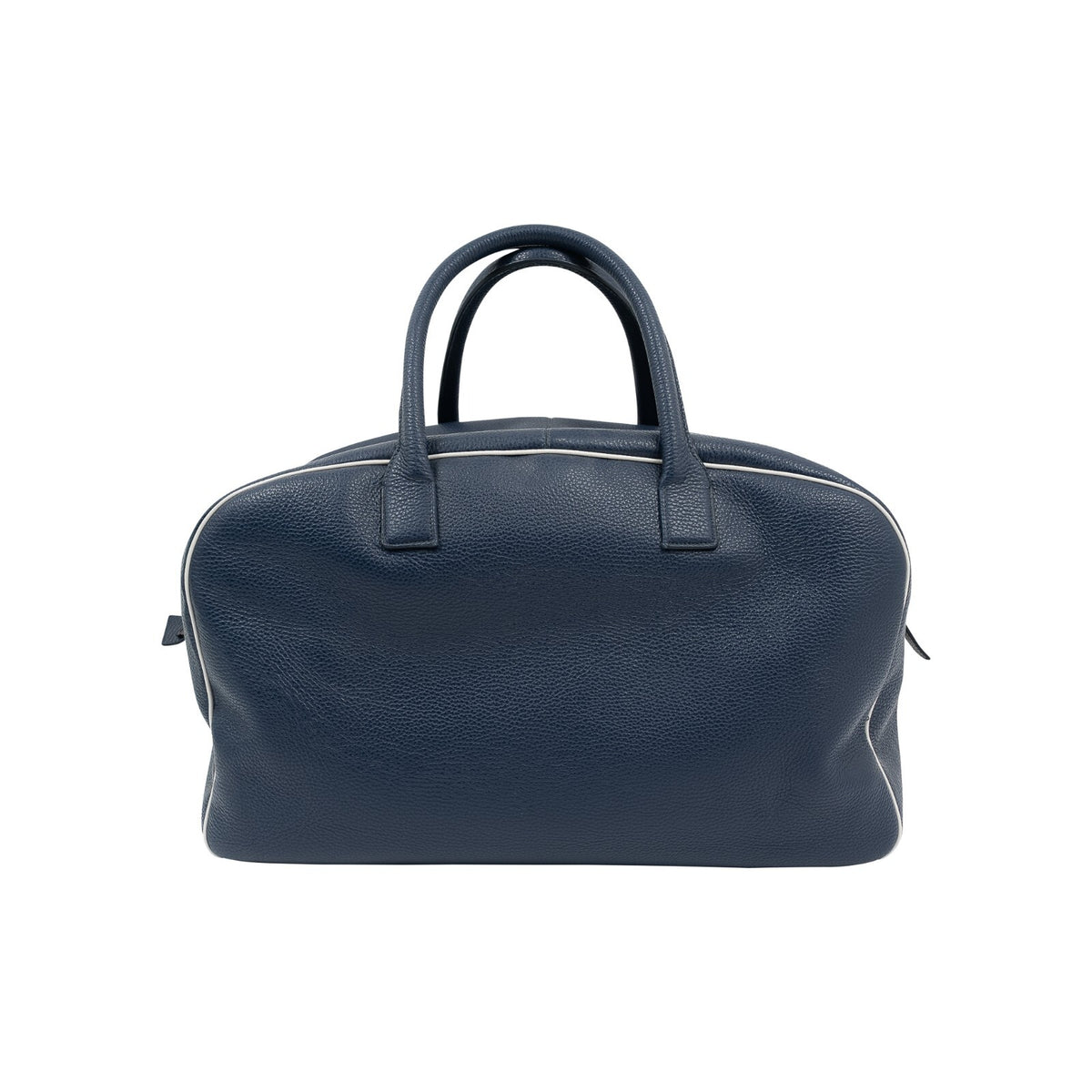 $2600 ISAIA NAPOLI "Logo" Blue Leather Large Duffle Bag Travel Weekender