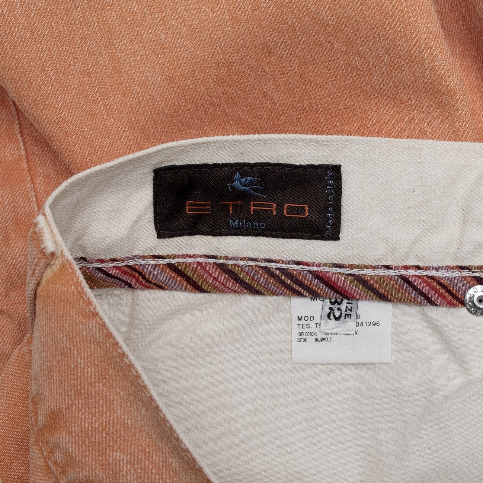 850$ ETRO MILANO Washed Orange Denim Cotton Jeans Pant Bootcut 32 US / 48 EU