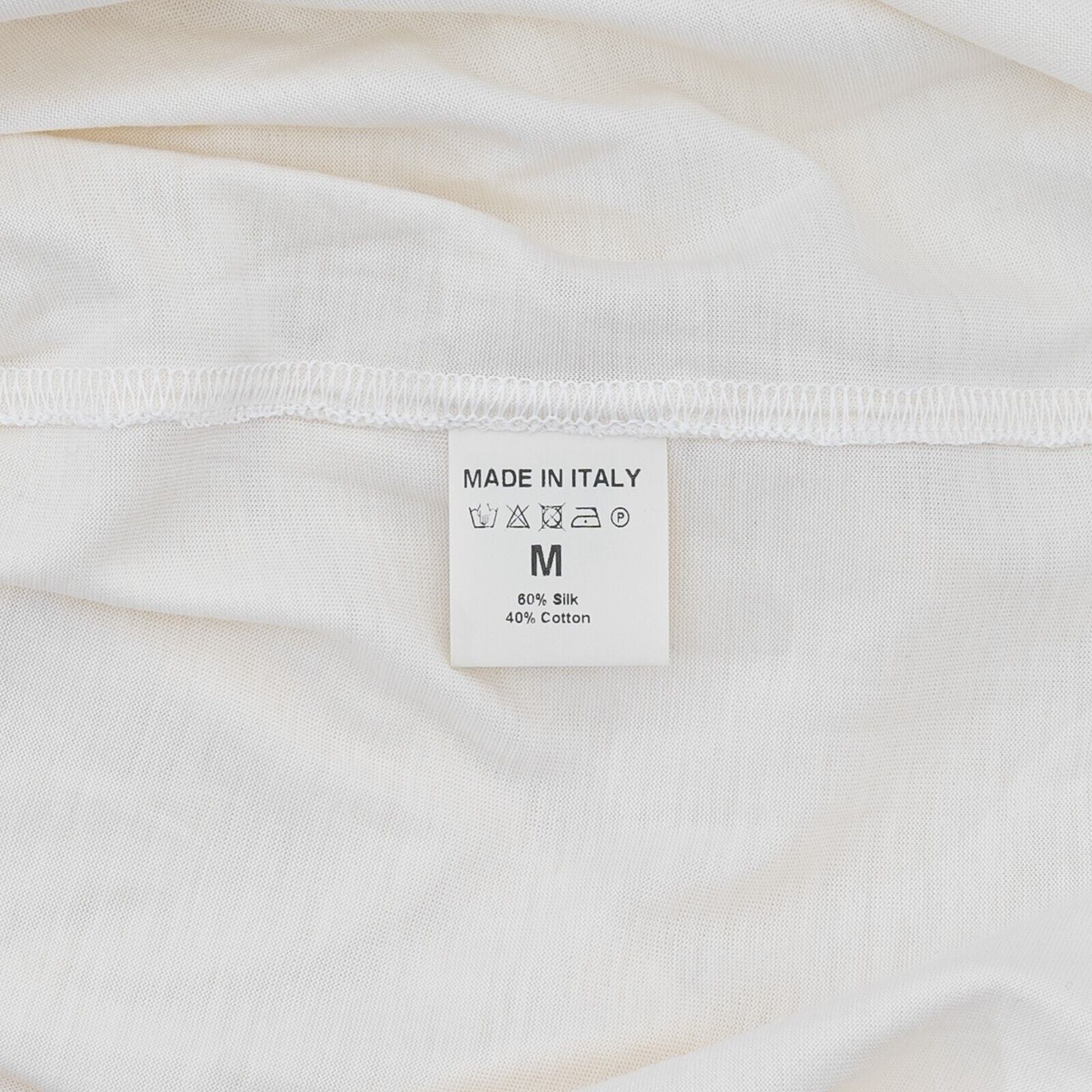 750$ ISAIA NAPOLI Ivory Polo T-Shirt Long Sleeve Silk / Cotton Sz M