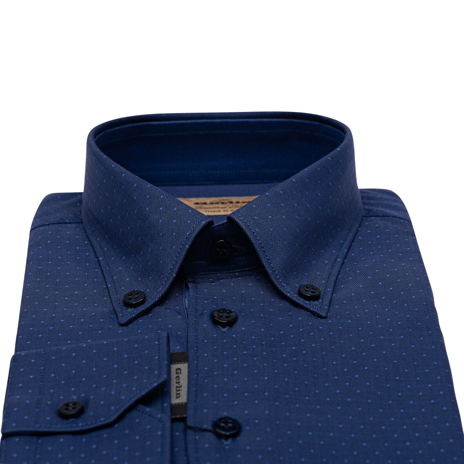 690$ LUXURY GERLIN Shirt Point Collar Blue Twill Cotton 16 - 41 1D BIJAN