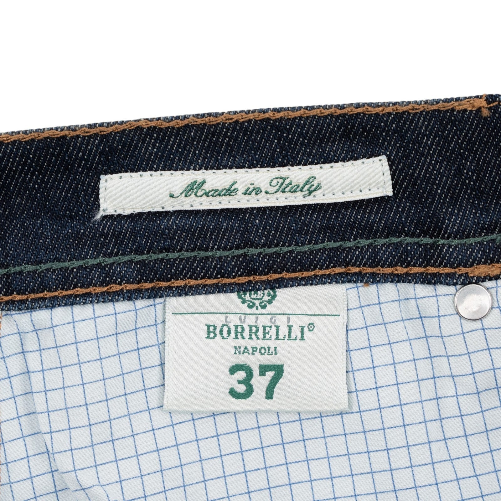 415$ LUIGI BORRELLI NAPOLI Dark Blue Denim Jeans Pant Raw Cotton 37 US / 53 EU