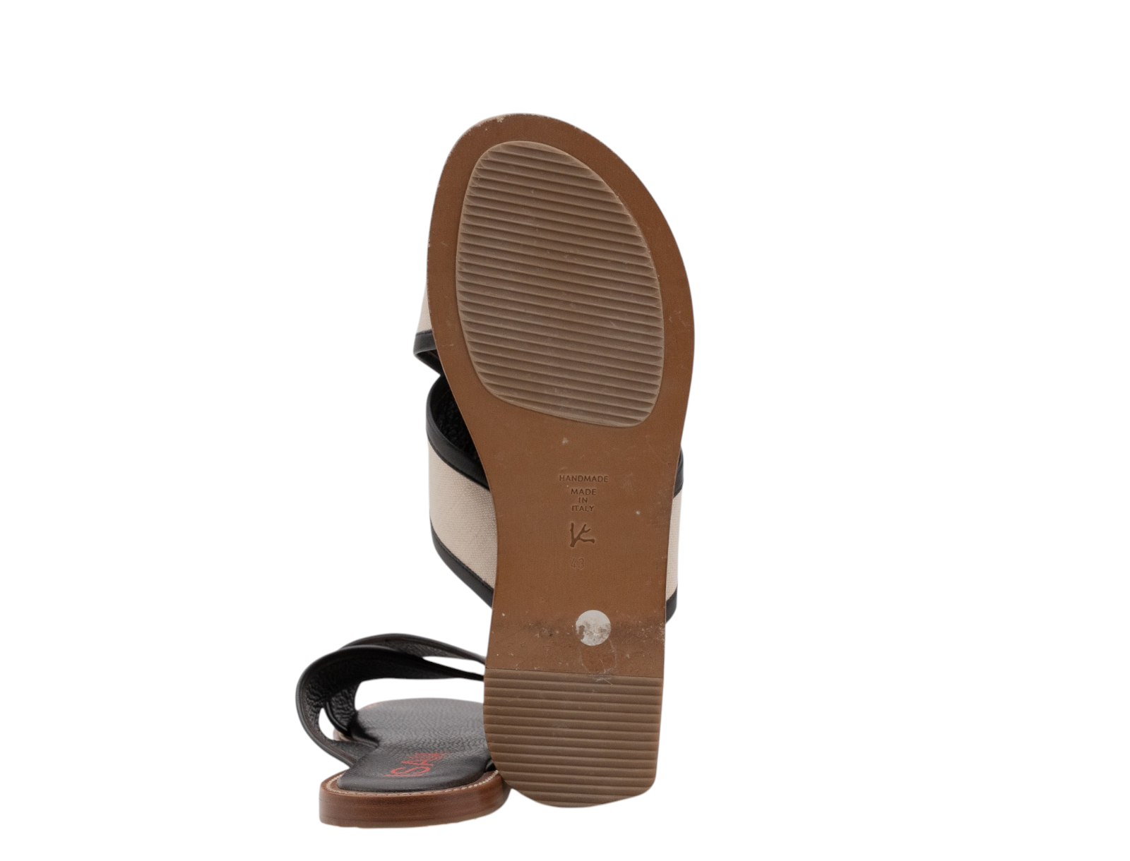 700$ ISAIA NAPOLI Sandal Shoes Canvas Leather Ivory Brown 9 UK - 10 US - 43 IT