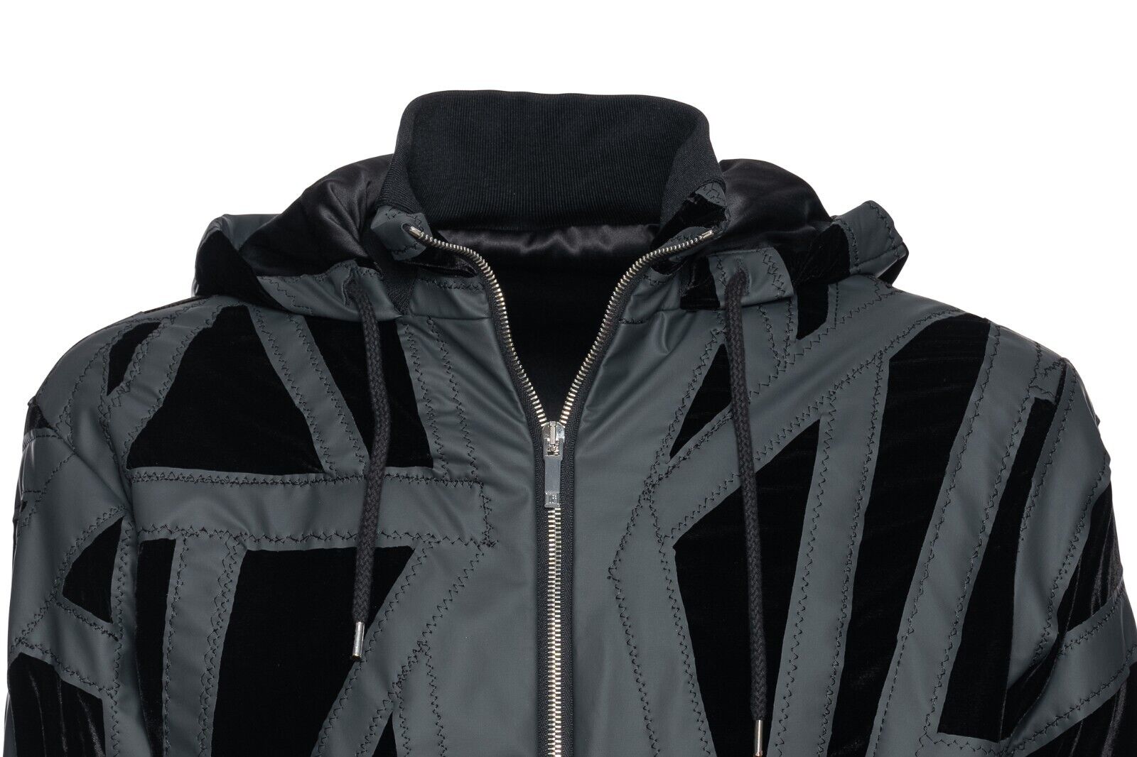 3500$ ITALO FERRETTI Tracksuit Jogging Suit Black "PATCHWORK" 100% Silk  Size M