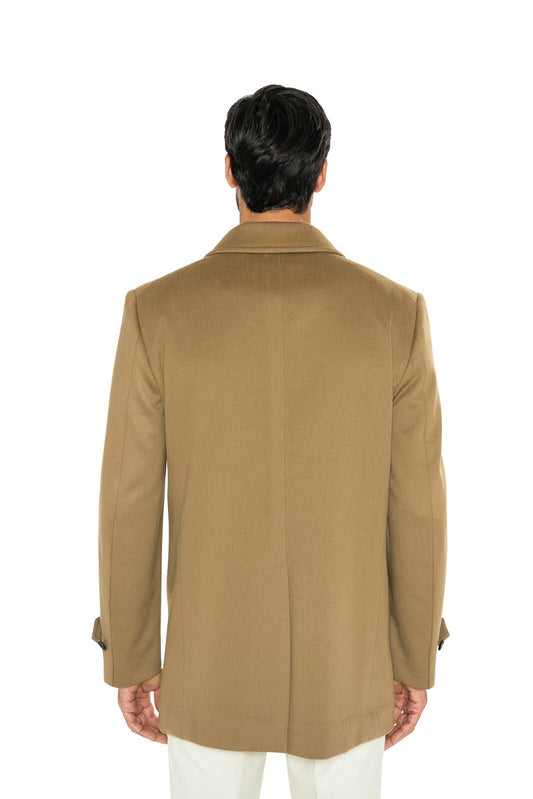 5900$ ISAIA NAPOLI Camel Single Breasted Overcoat Coat Wool 38 US / 48 EU