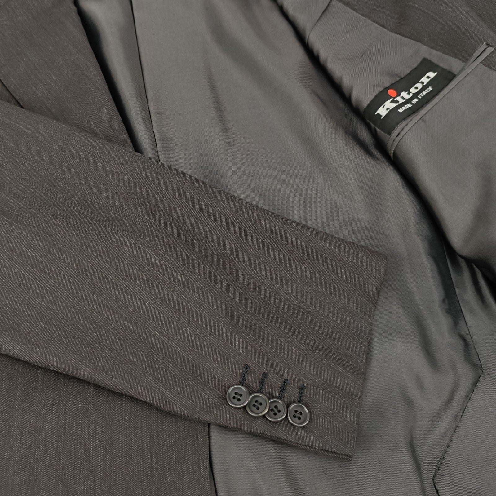 $7500 KITON NAPOLI Dark Brown Suit Total Handmade Wool Super 150’s 40 US / 50 IT