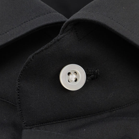 730$ ISAIA NAPOLI "Comfort Project" Black Hand-Sewn Dress Shirt Stretch Cotton