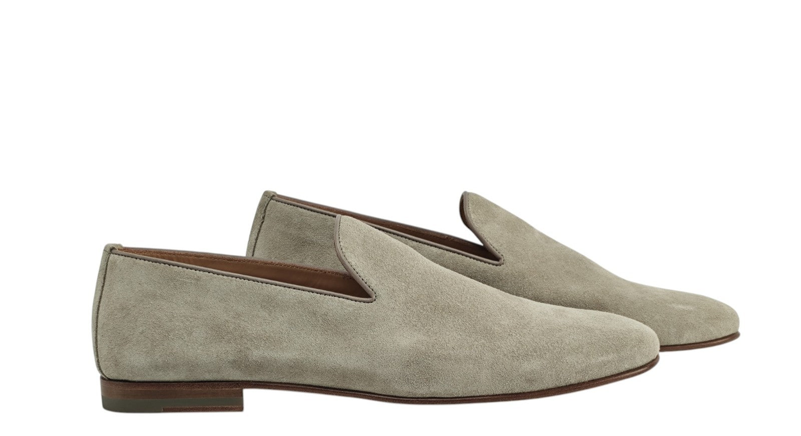 1200$ TESTONI "Carloforte" Unlined Loafer Shoes Suede Gray 8 UK / 9 US / 42 IT