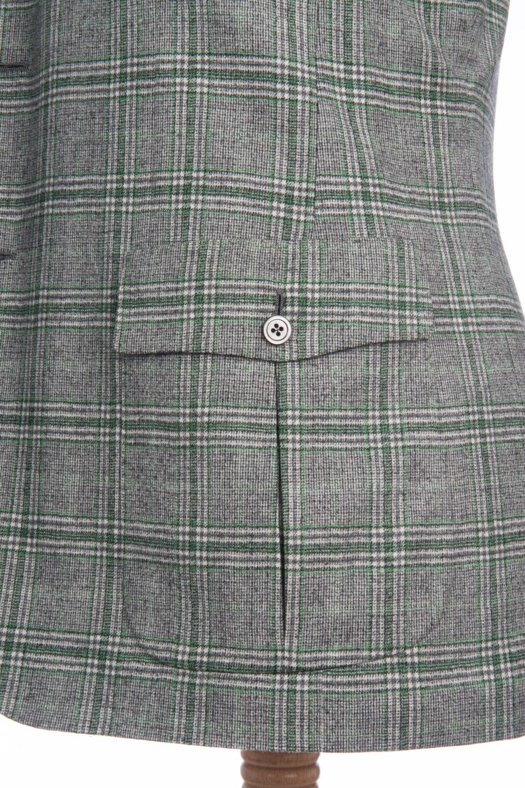 $2395 D'AVENZA Gray Wool Cashmere Windowpane Jacket Sewn in Italy 40 US / 50 EU