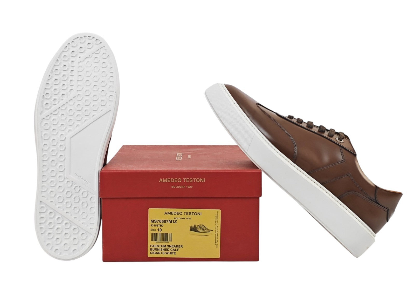 950$ TESTONI "Paestum" Brown Sneaker Burnishe Calf + Suede 10 UK 11 US 44 IT