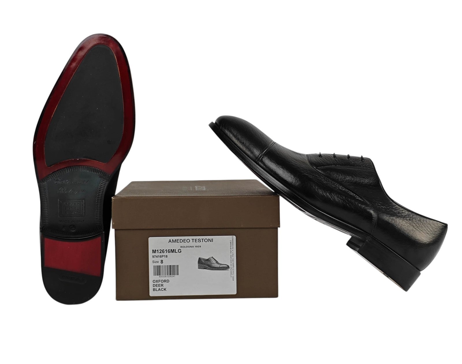 1700$ TESTONI Black Label Oxford Shoes Goodyear Welted Deerskin 8 UK 9 US 42 IT