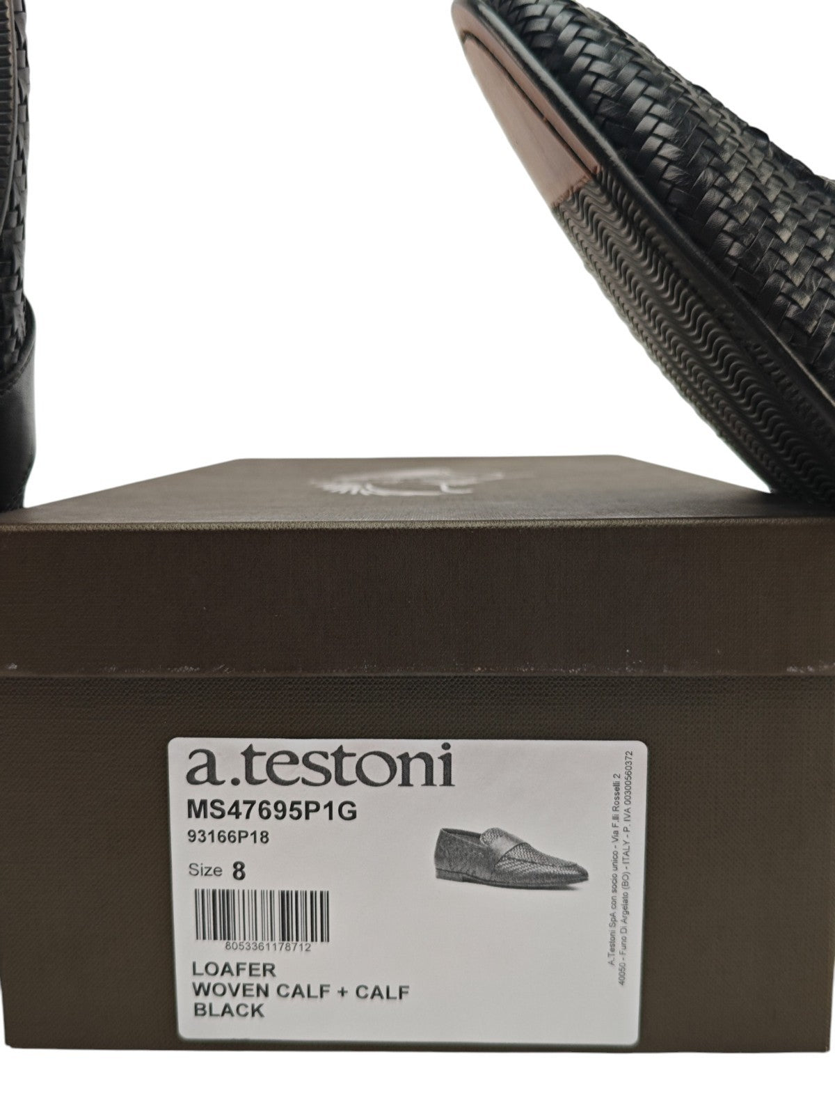 1300$ TESTONI BOLOGNA Loafer Shoes Woven Calf Black 8 UK / 9 US / 42 IT