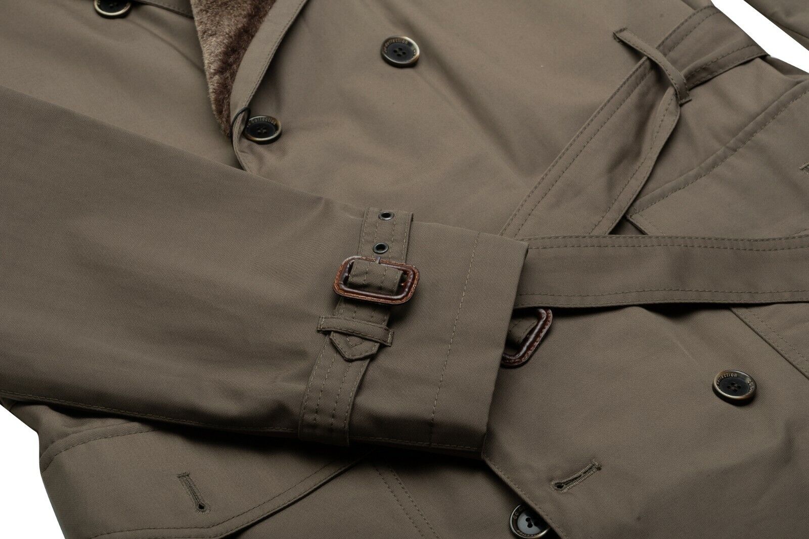 1050$ CORNELIANI Taupe Padded Trench Coat Water Resistant Fur In Wool