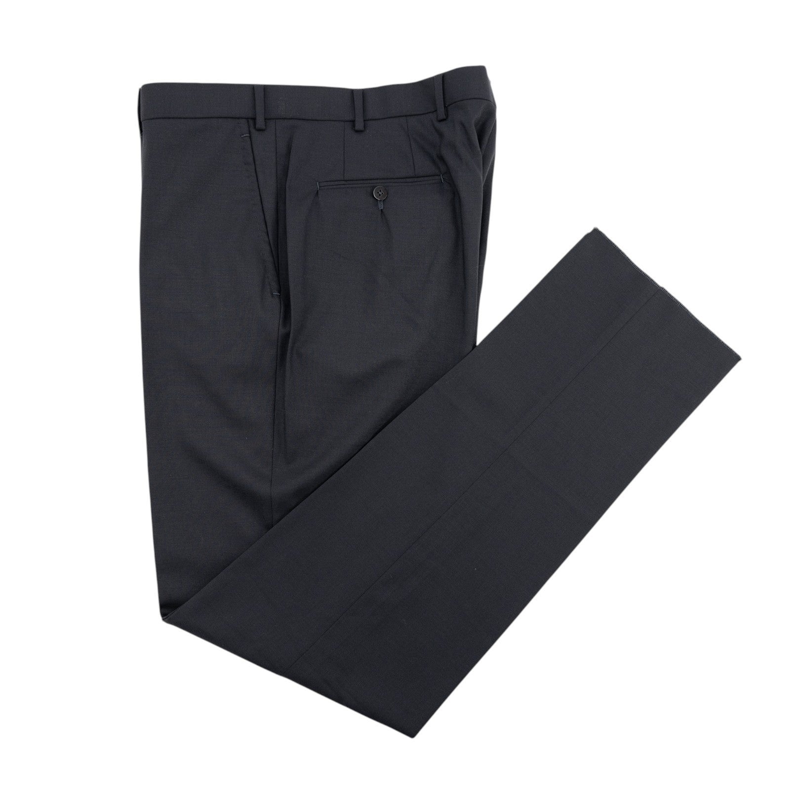 1550$ ISAIA Hand-Sewn Tapered Dress Pant Fine Wool Blue Midnight 40 US / 56 EU