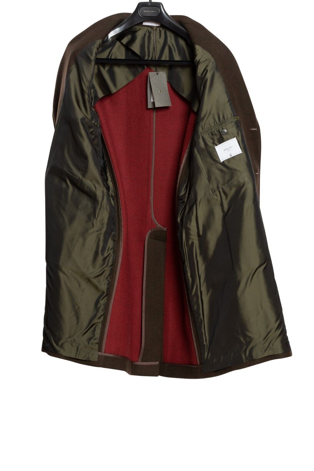 $2150 BOGLIOLI MILANO Dark Brown Long Coat Herringbone SOLARO Wool 38 US / 48 EU