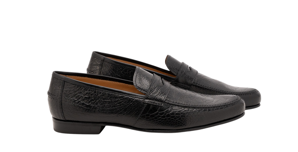 2200$ CORTINA Penny Loafers Shoes Black 100% Ostrich Leather 9 UK / 10 US 43 IT