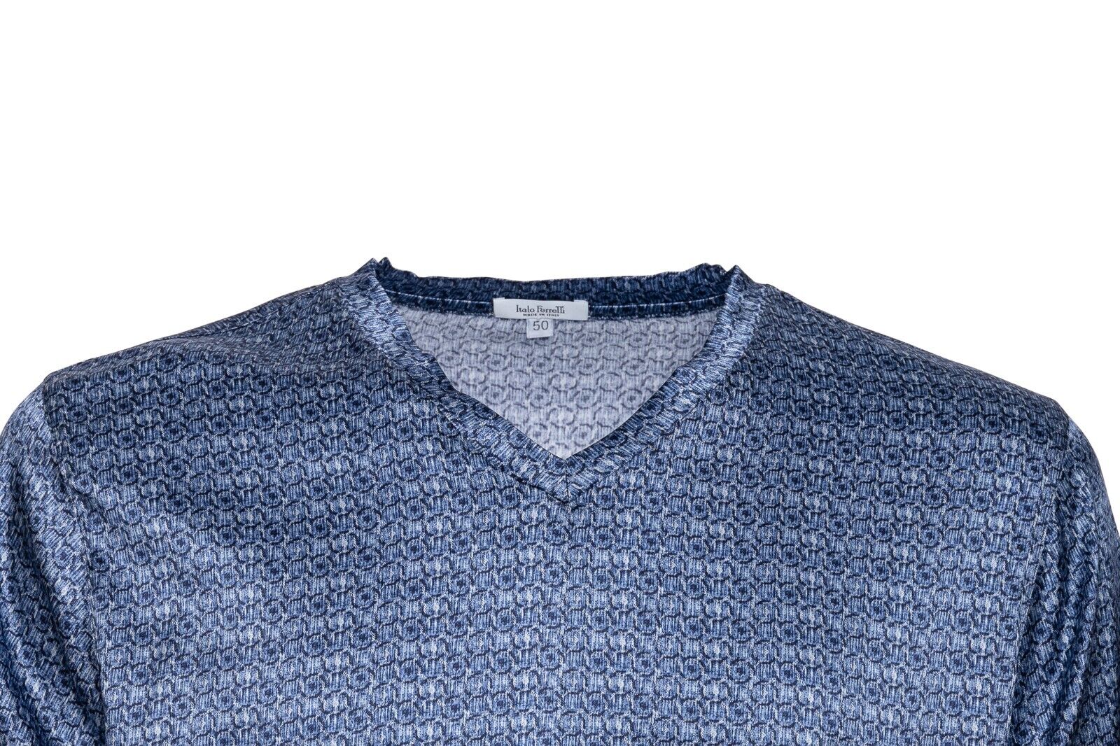 750$ ITALO FERRETTI T-Shirt "GEOMETRIC" 100% Silk COMO STRETCH 40 US / 50 EU