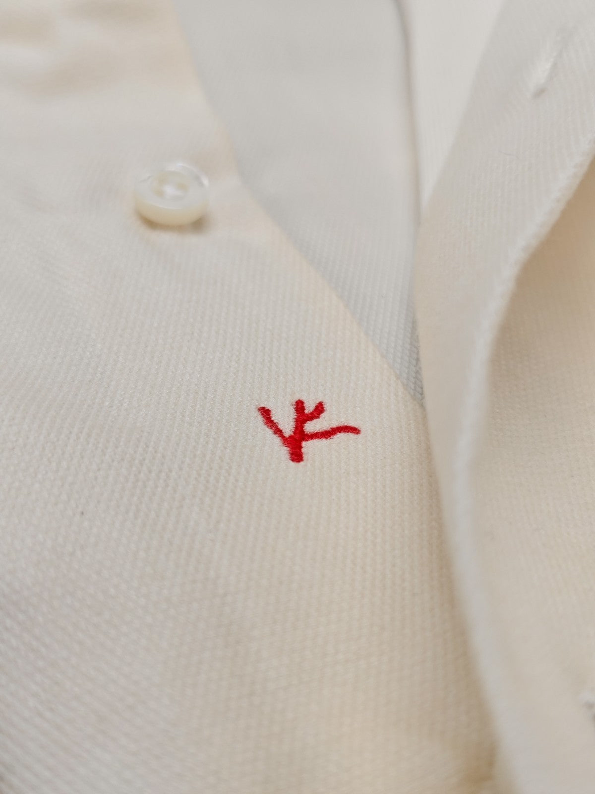 780$ ISAIA NAPOLI "Mix" Dress Shirt Ivory Medium Cotton - Silk 16 - 41 5R