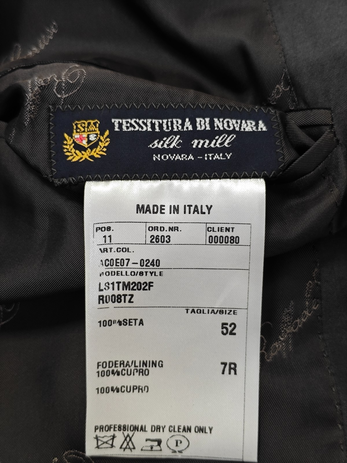 $1600 RAFFAELE CARUSO Gray Suit 100% Silk Mill 42 US / 52 EU 7R