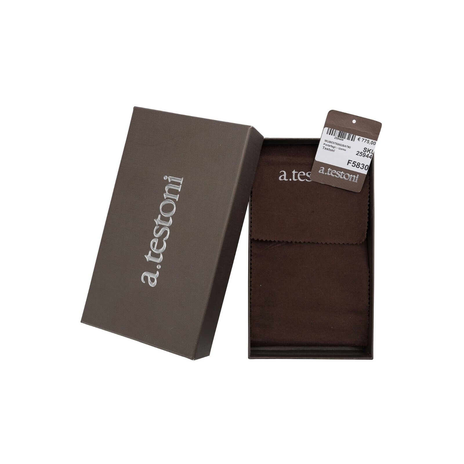$950 Testoni Bologna Black Document Holder Long Wallet Genuine Ostrich
