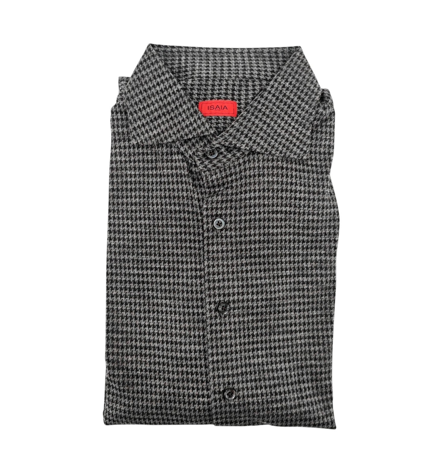 1650$ ISAIA "Comfort Project" Gray Shirt Houndstooth 100% Cashmere 17 - 43